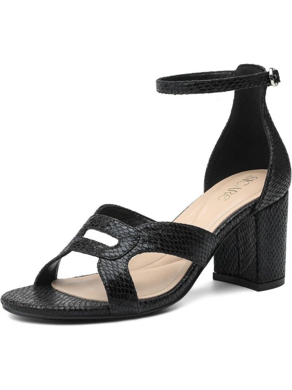 Stylish Chunky Heel Sandals - 3-Inch Open Toe, Adjustable Ankle Strap, Summer